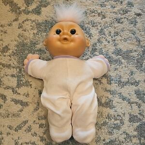 Vintage Russ Baby Troll Doll "12 Inches Pink Hair Pajamas Blue Eyes